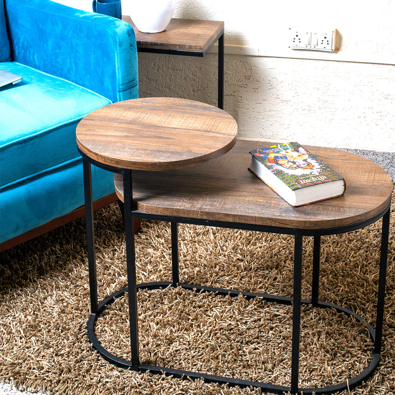 2-Tier Brown Side Table side look