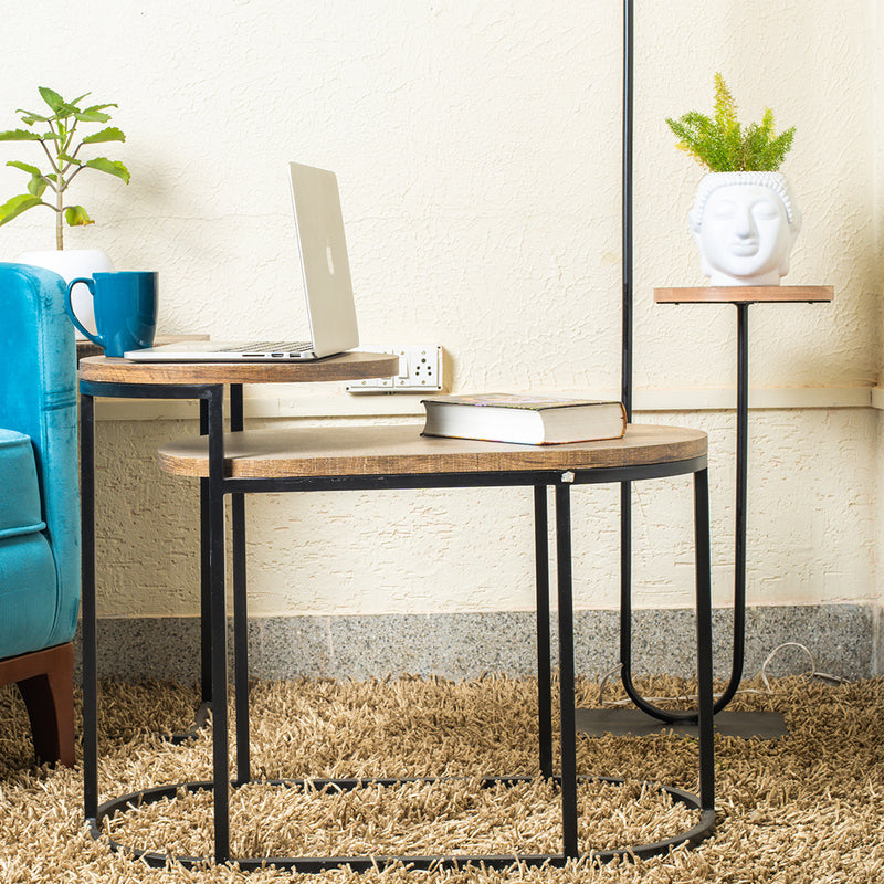 2-Tier Brown Side Table leveled picture